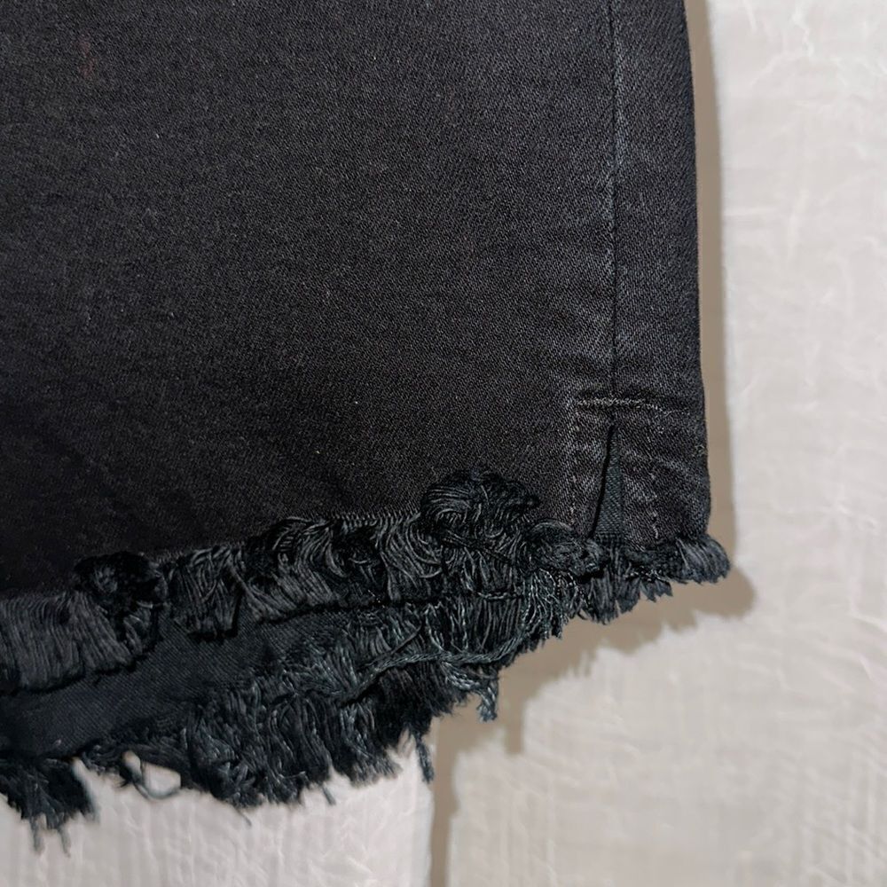 free people 26 crvy High Rise Black Raw Fringe Frayed Hem Denim Shorts - Picture 9 of 13